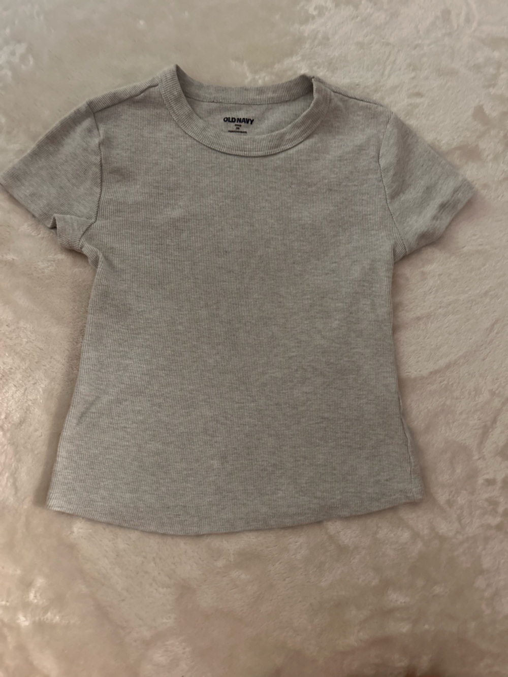 Old Navy Ribbed Short Sleeve Crewneck Tee - Light Gray